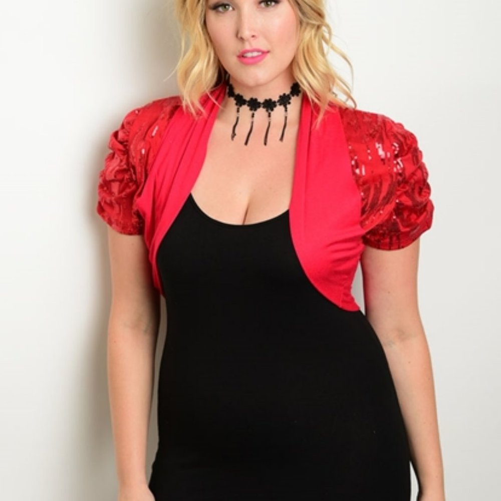 Sequins Shrug with Open Front Jacket